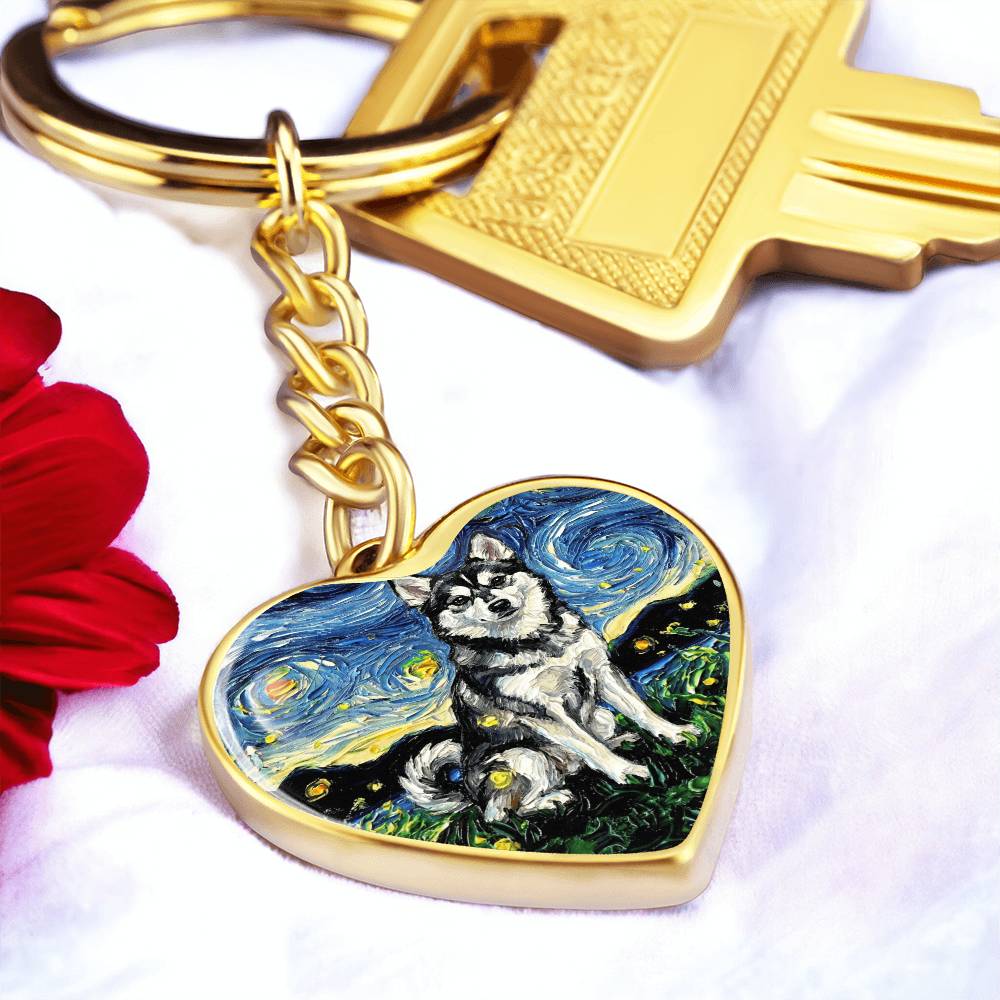 Alaskan Klee Kai Heart Keychain