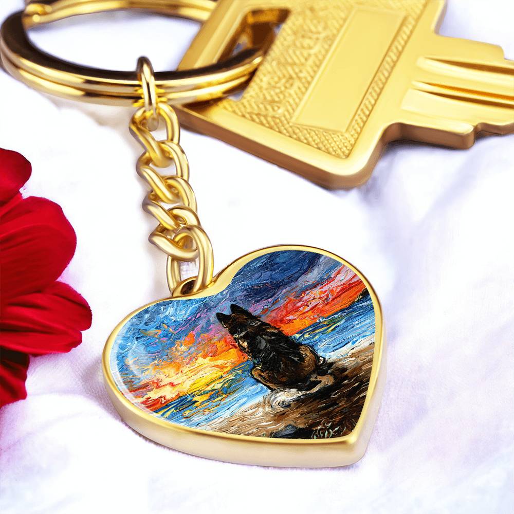 Beach Days - German Shepherd Heart Keychain