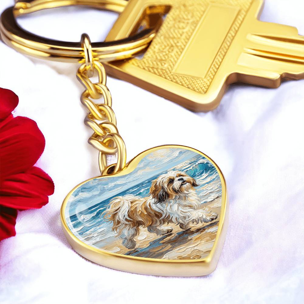 Beach Days - Shih Tzu Heart Keychain