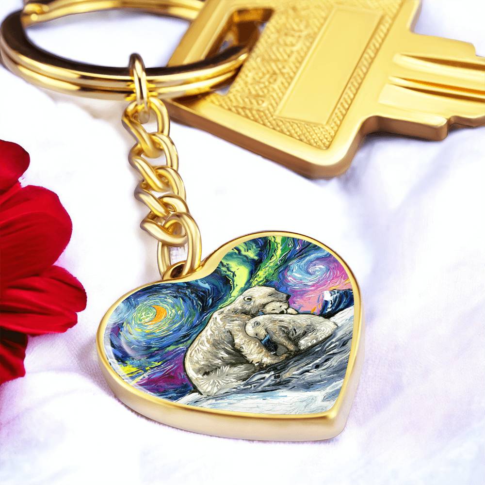 Polar Night Starry Night Heart Keychain
