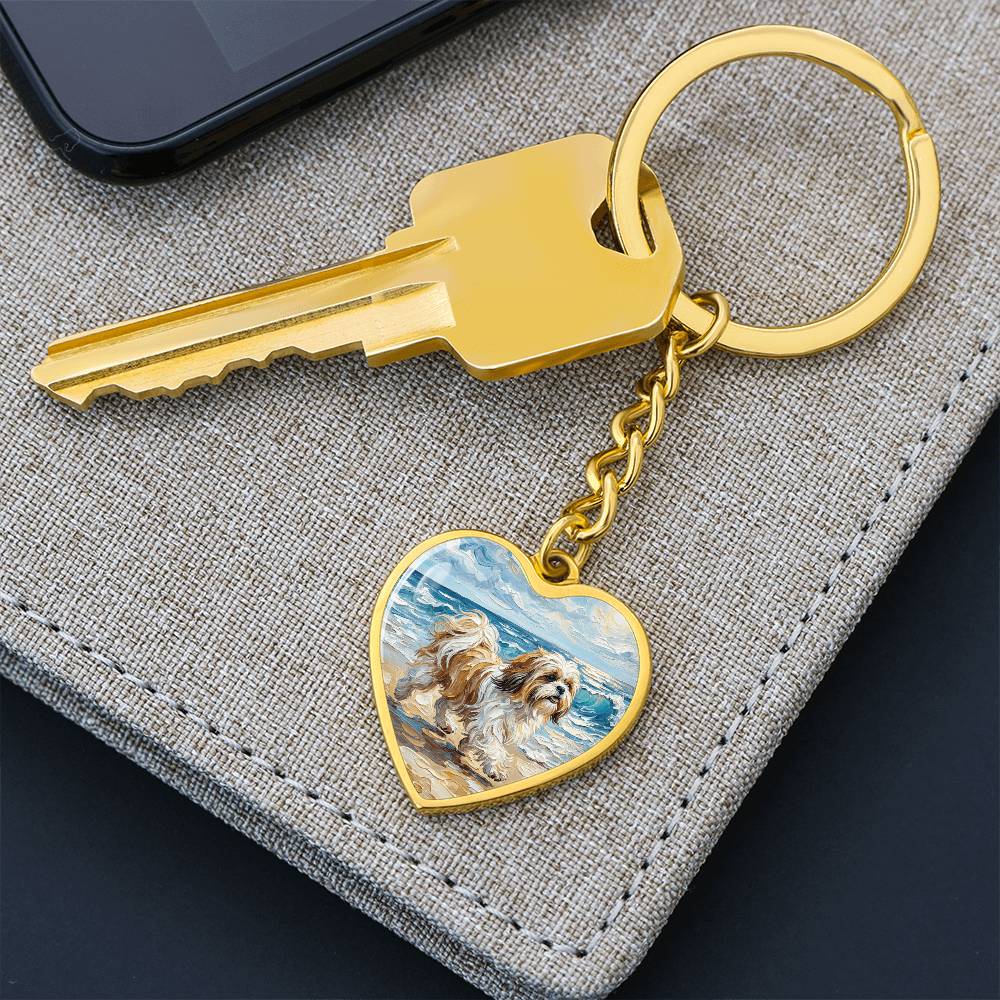 Beach Days - Shih Tzu Heart Keychain