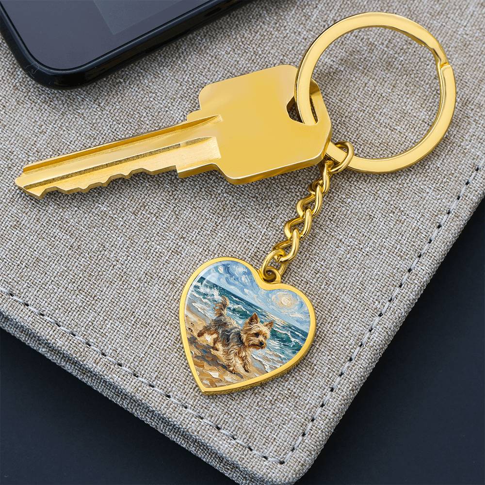 Beach Days - Yorkie Heart Keychain