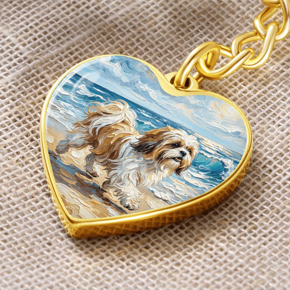Beach Days - Shih Tzu Heart Keychain