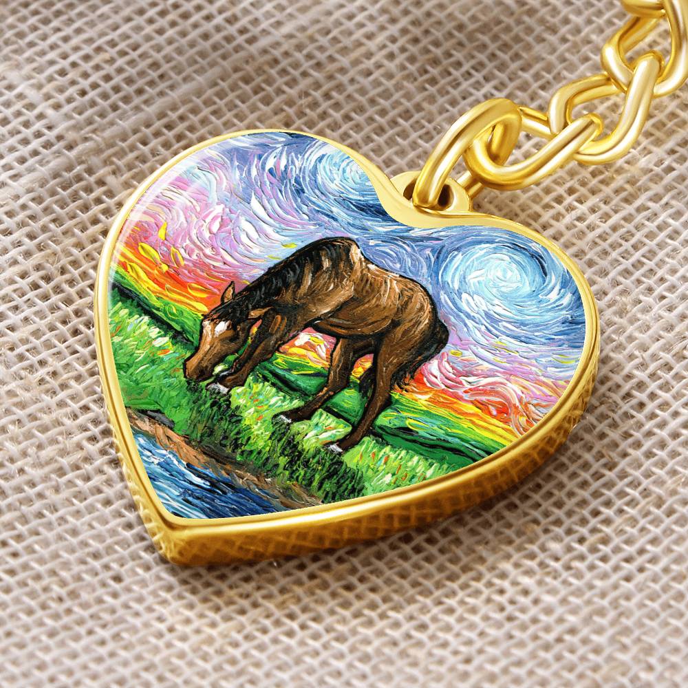 Meadow Starry Night Heart Keychain