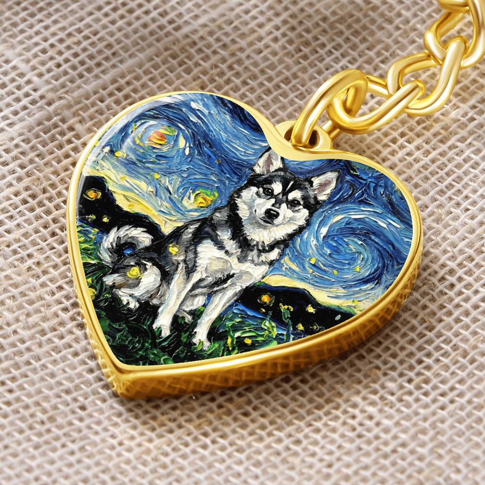 Alaskan Klee Kai Heart Keychain