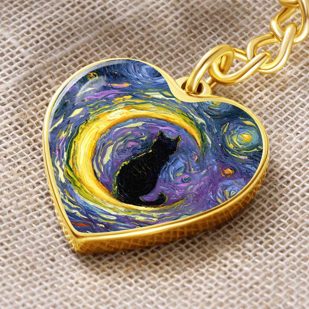 Luna Starry Night Heart Keychain