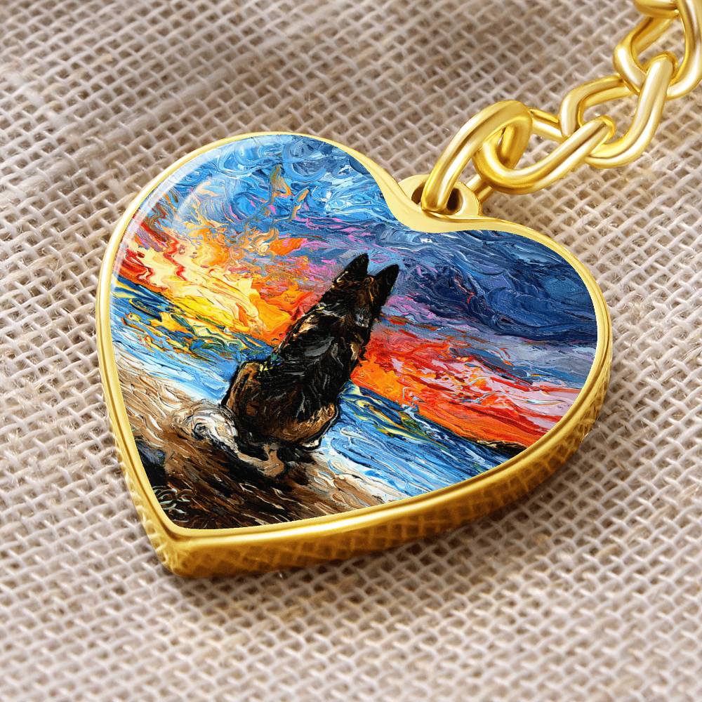 Beach Days - German Shepherd Heart Keychain
