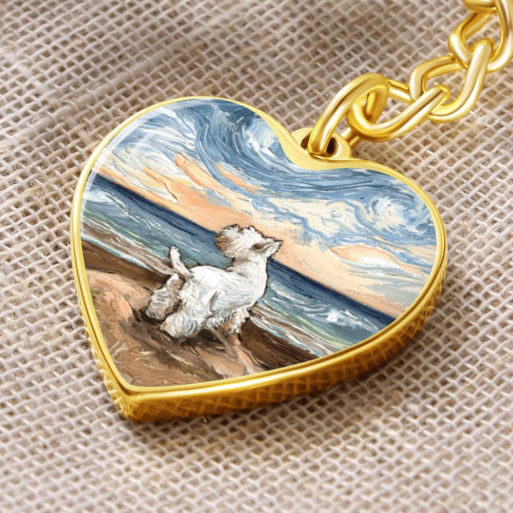 Beach Days - Westie Heart Keychain