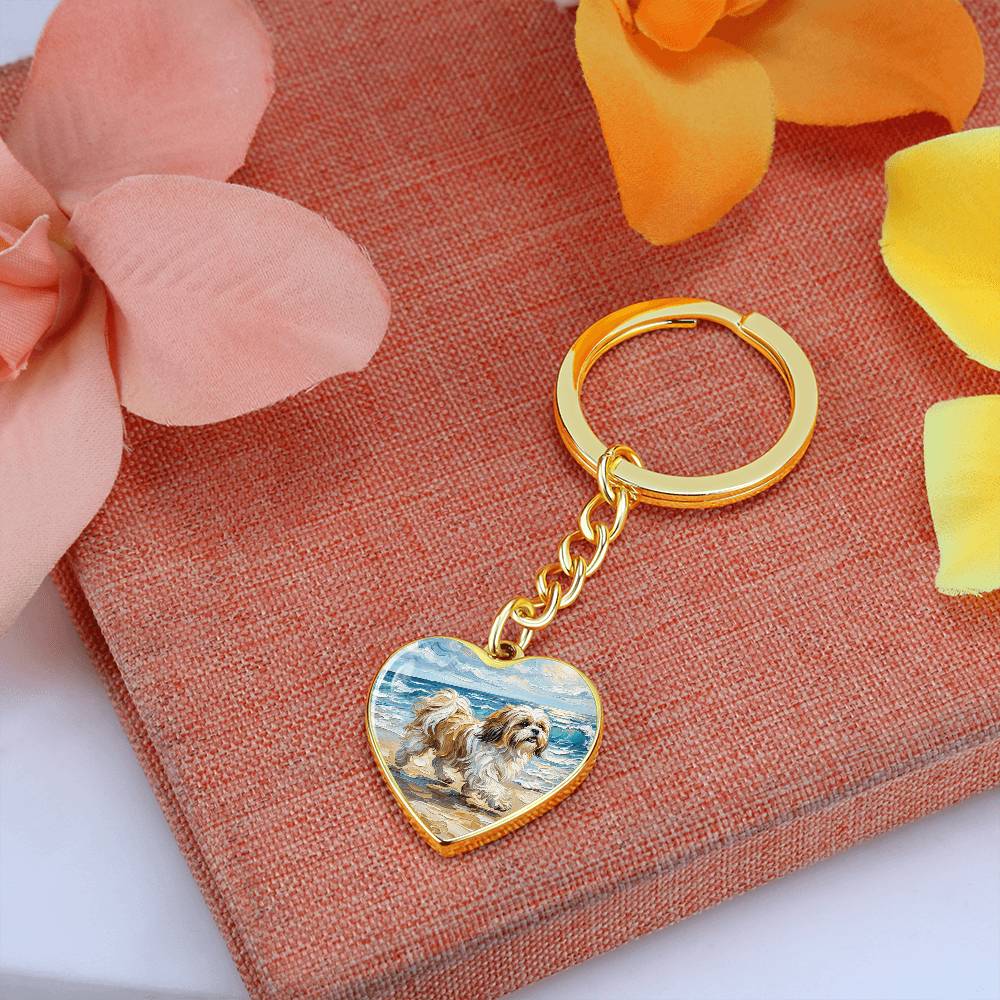 Beach Days - Shih Tzu Heart Keychain