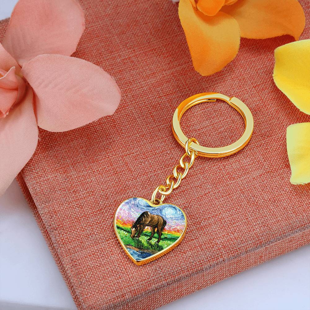 Meadow Starry Night Heart Keychain