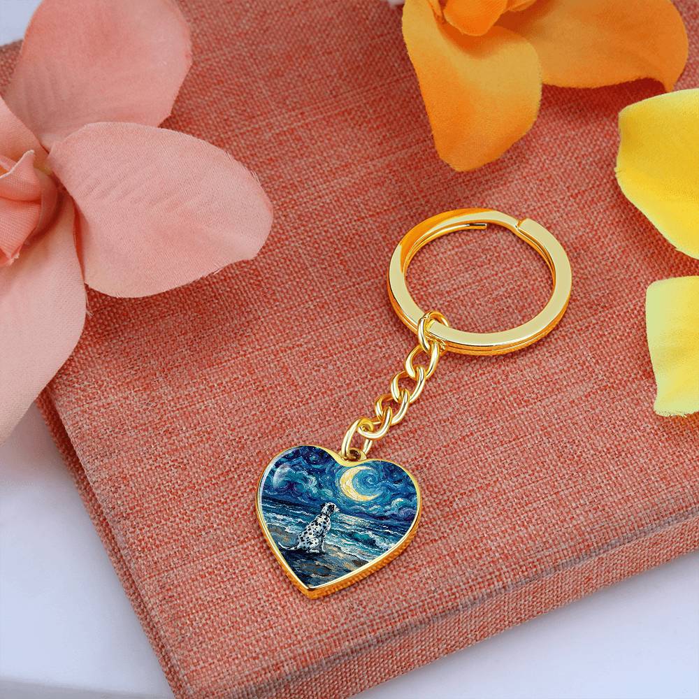 Beach Nights - Dalmatian Heart Keychain