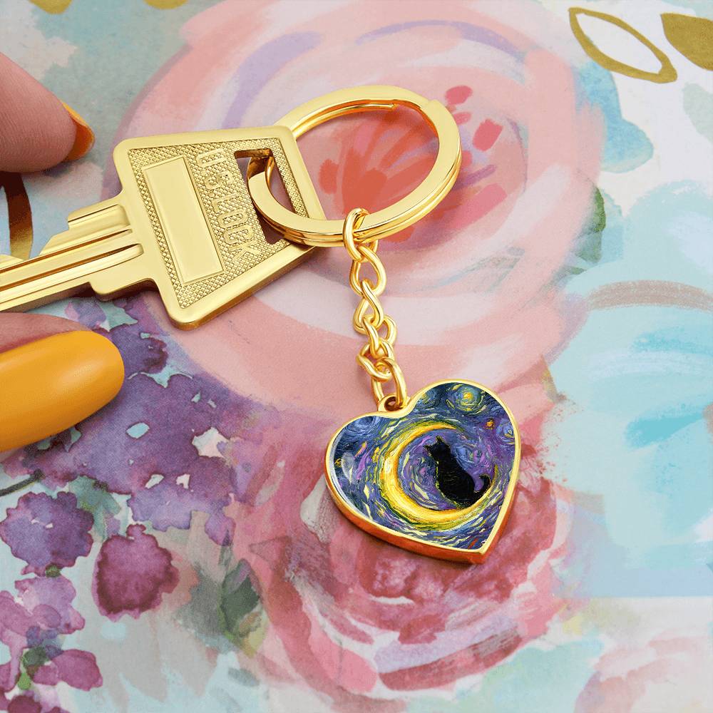 Luna Starry Night Heart Keychain
