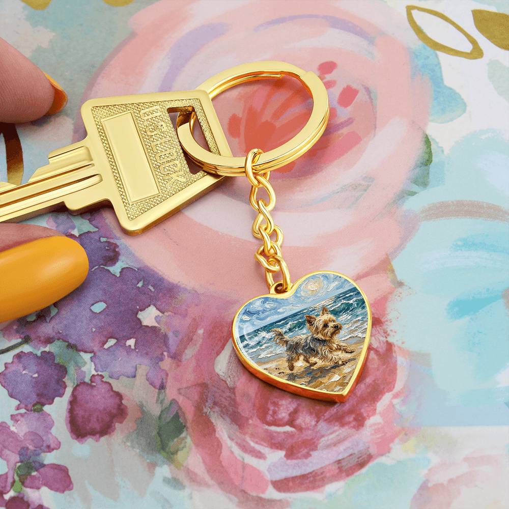 Beach Days - Yorkie Heart Keychain