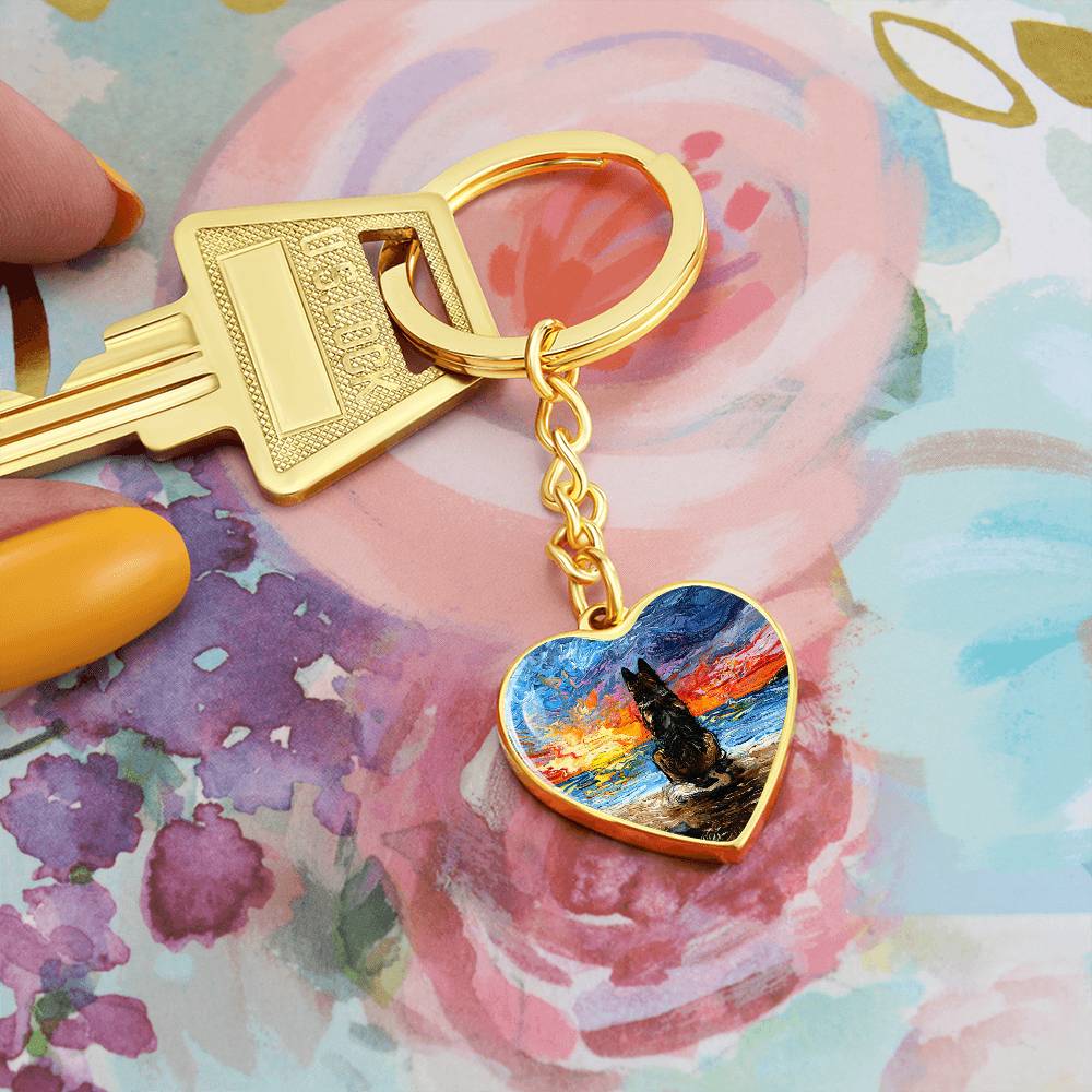 Beach Days - German Shepherd Heart Keychain