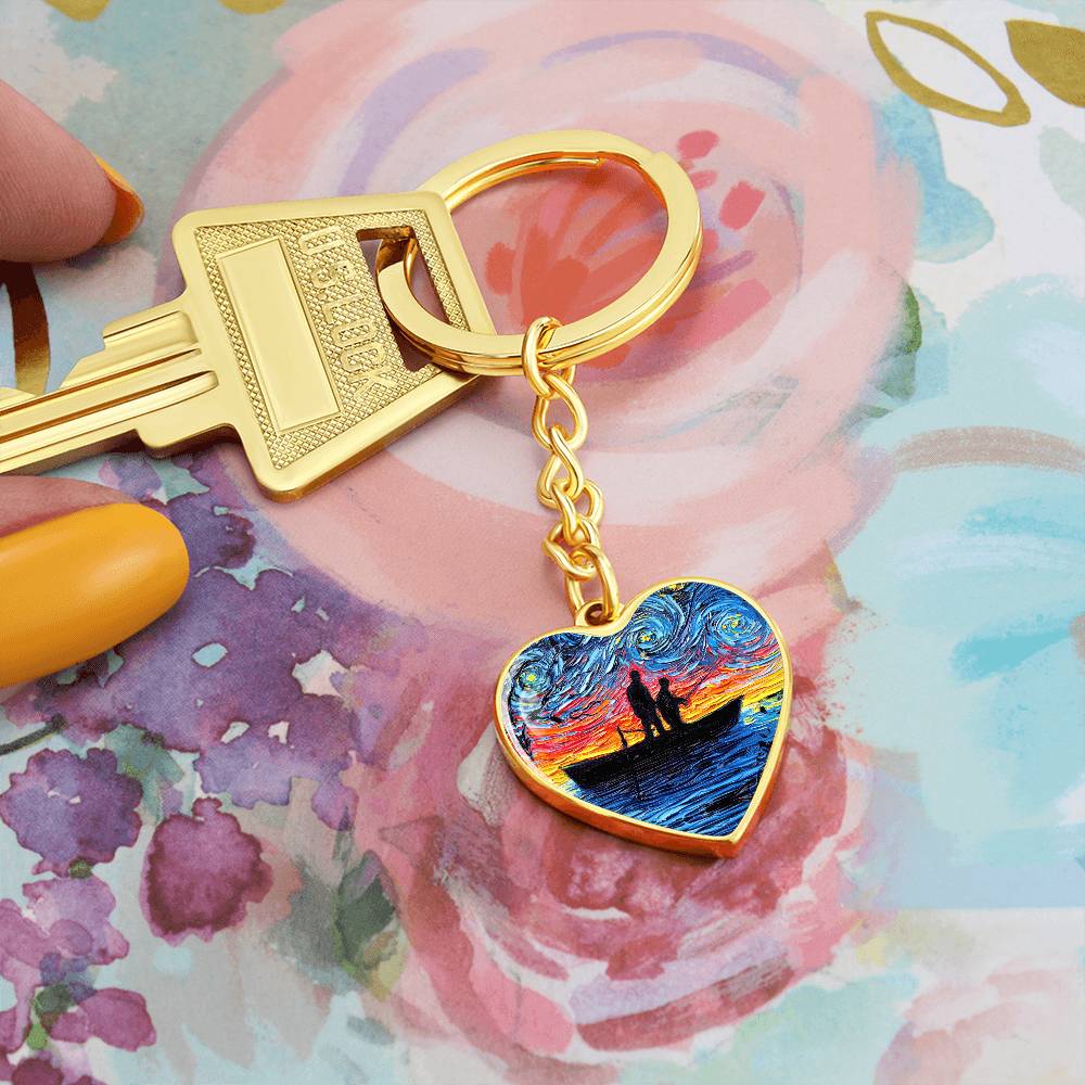 The Fishing Trip Starry Night Heart Keychain