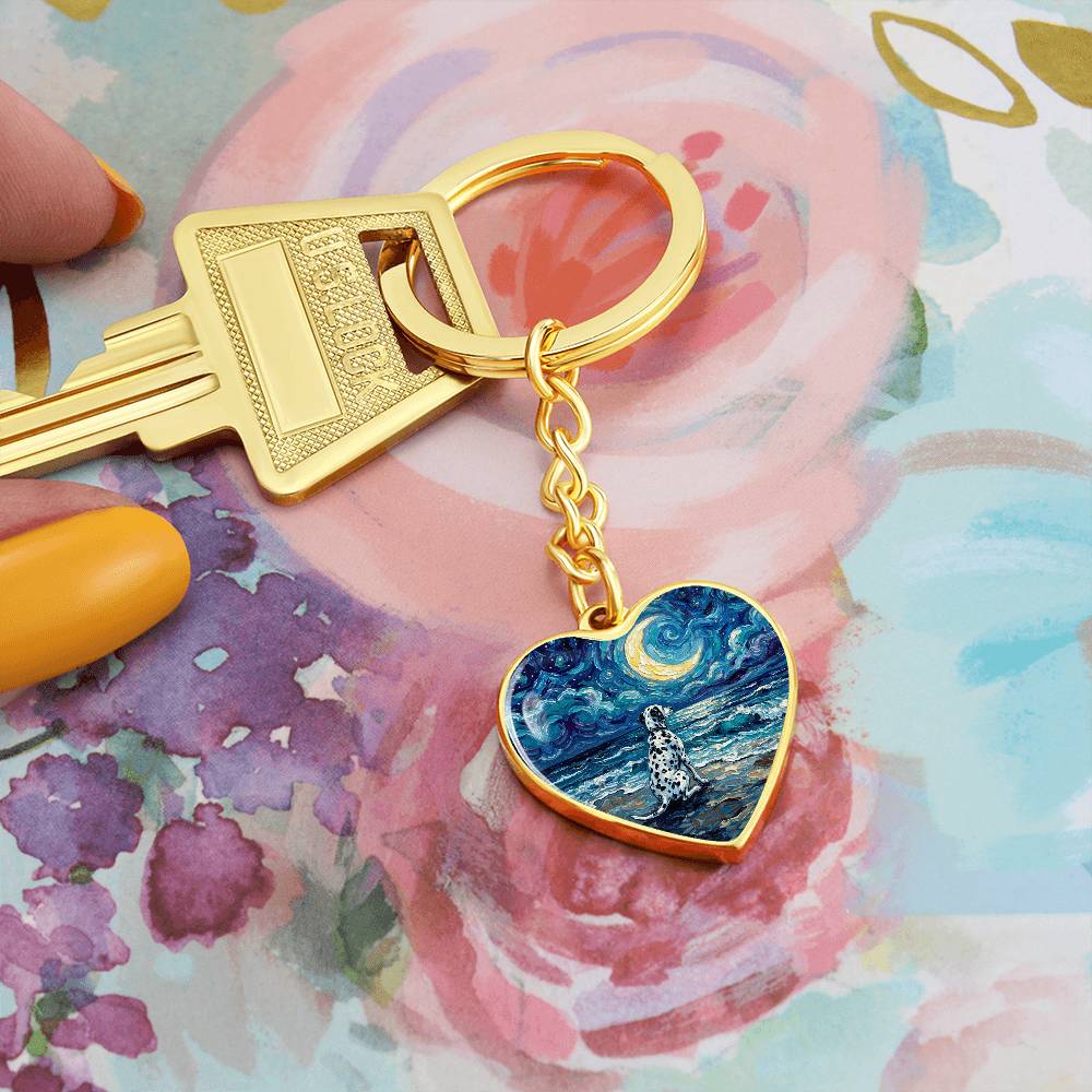 Beach Nights - Dalmatian Heart Keychain