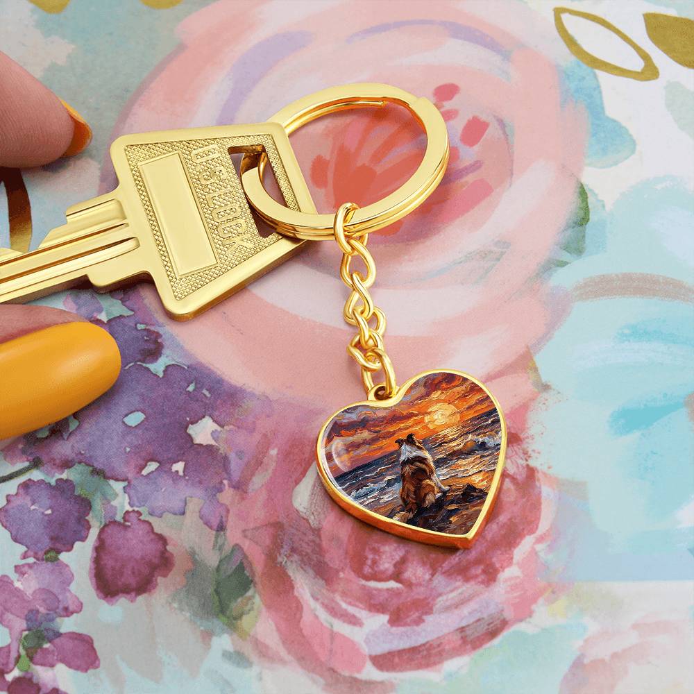 Beach Day - Collie Heart Keychain