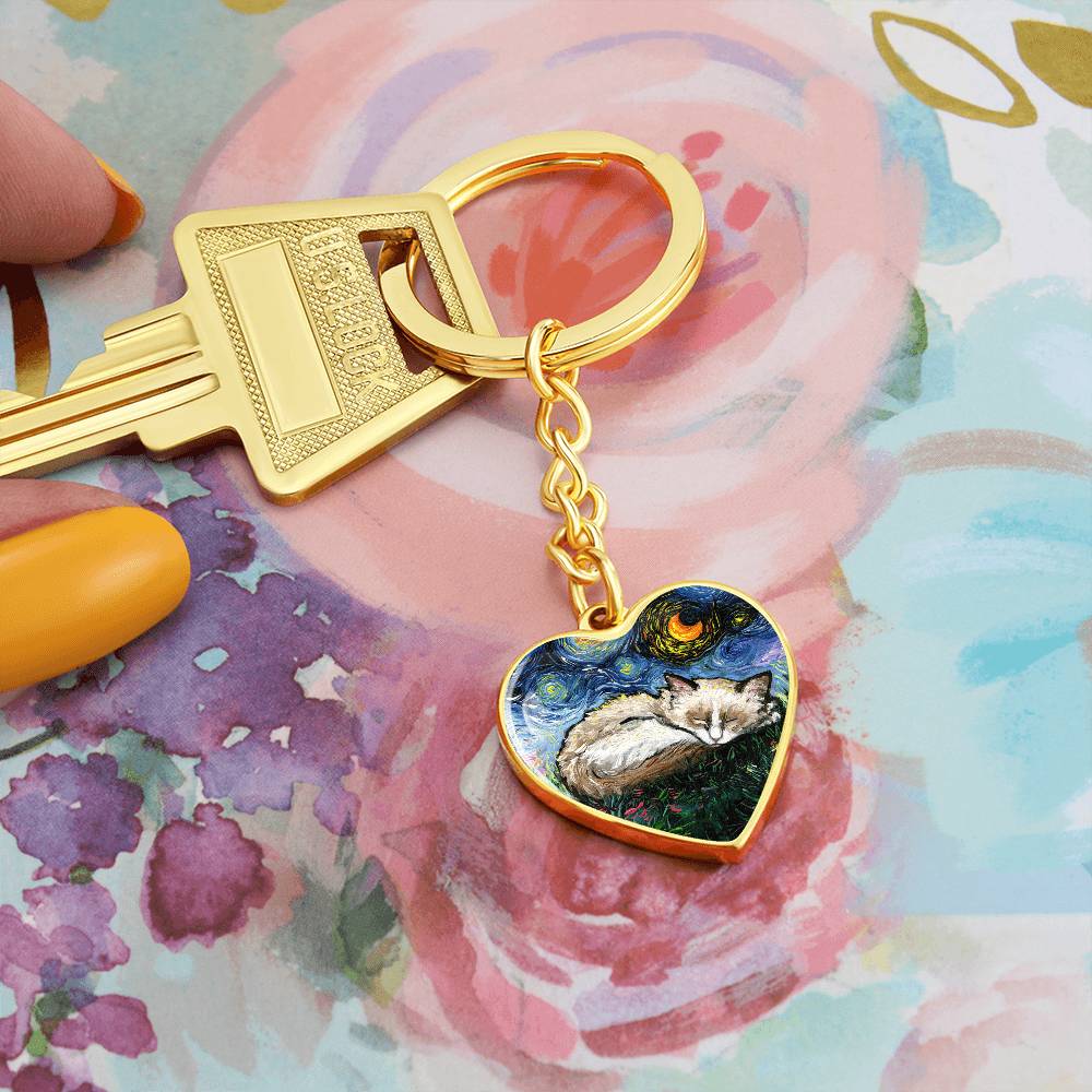 Ragdoll Starry Night Heart Keychain