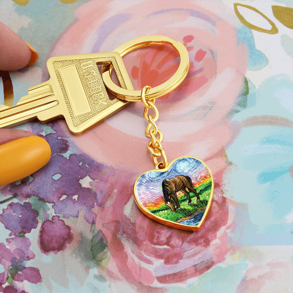 Meadow Starry Night Heart Keychain