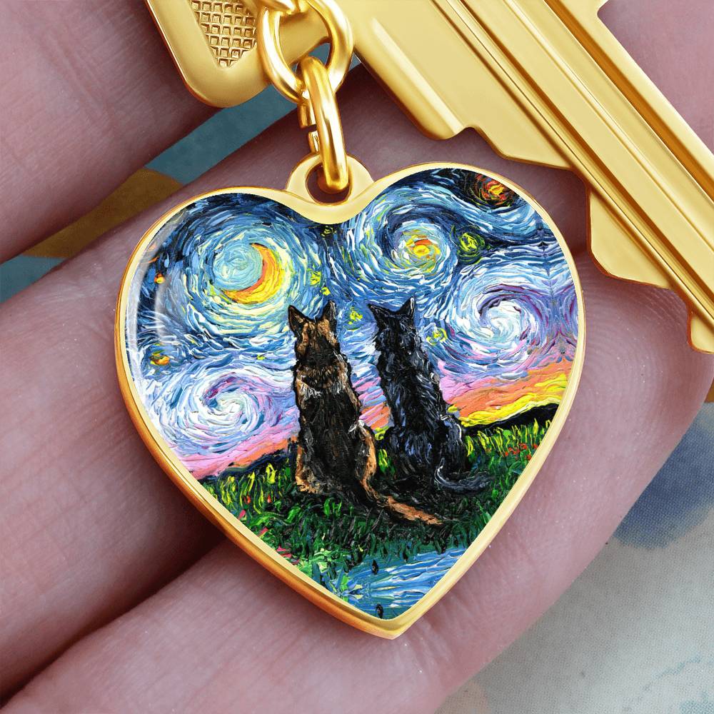 Soulmates Starry Night Heart Keychain