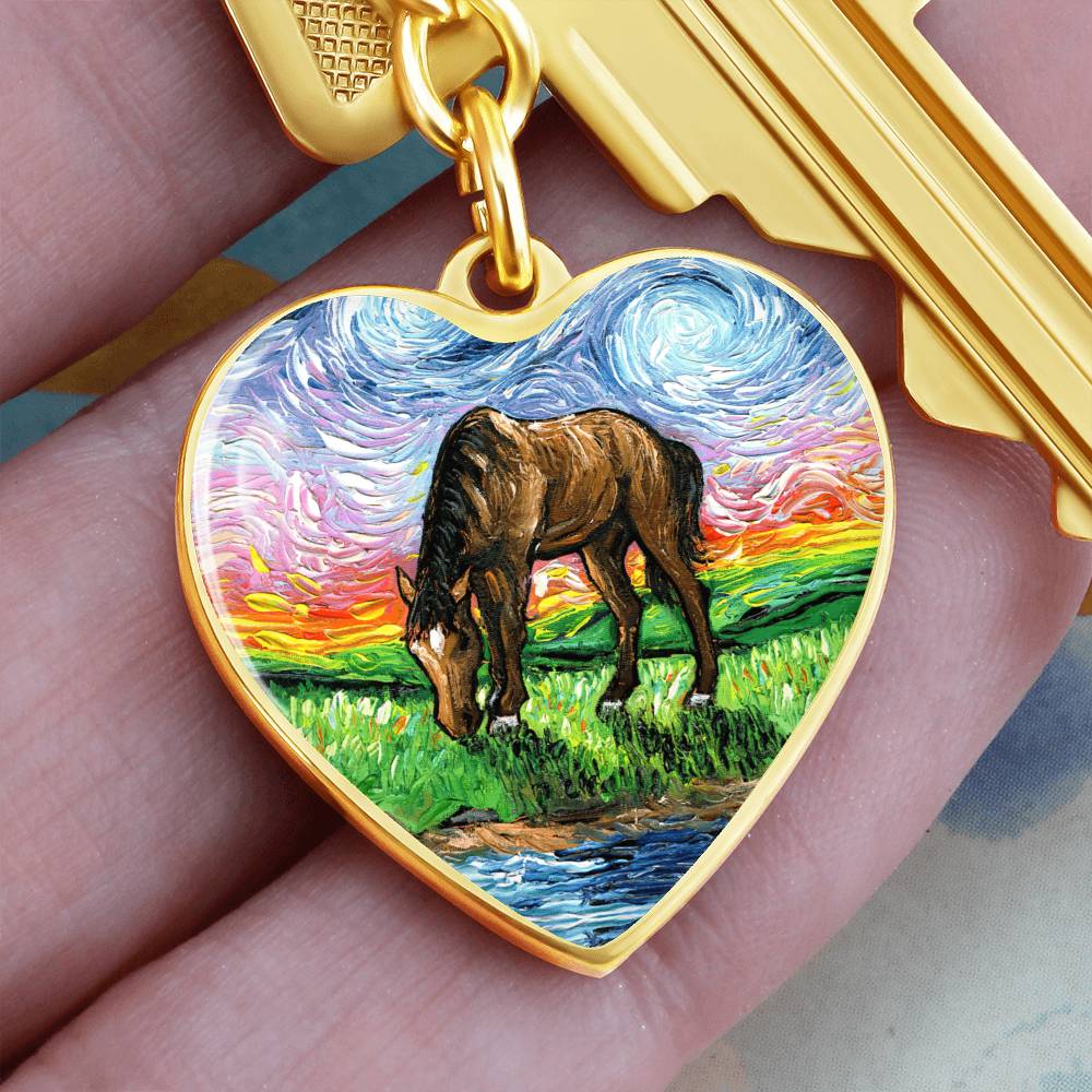 Meadow Starry Night Heart Keychain