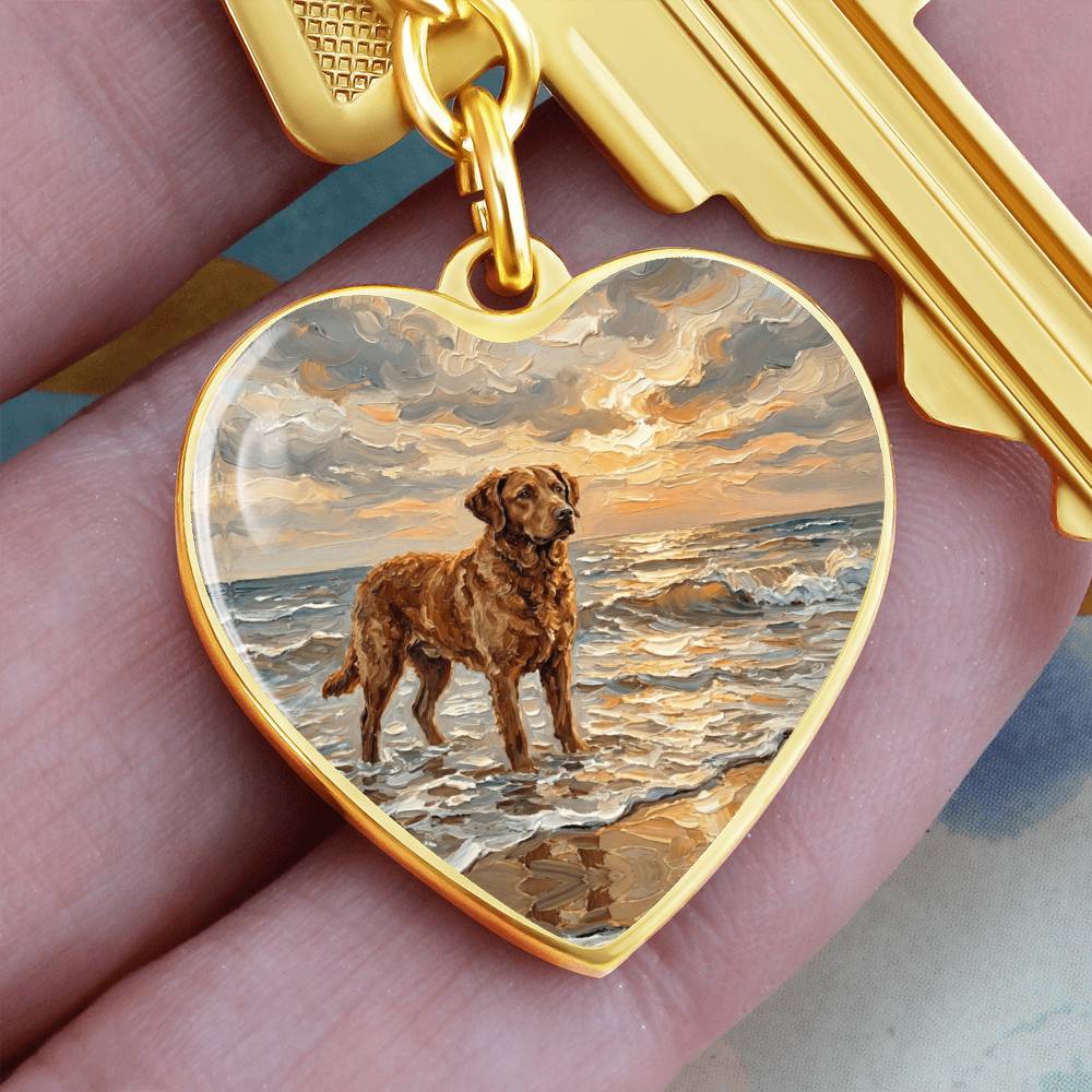 Beach Day - Chesapeake Bay Retriever Heart Keychain