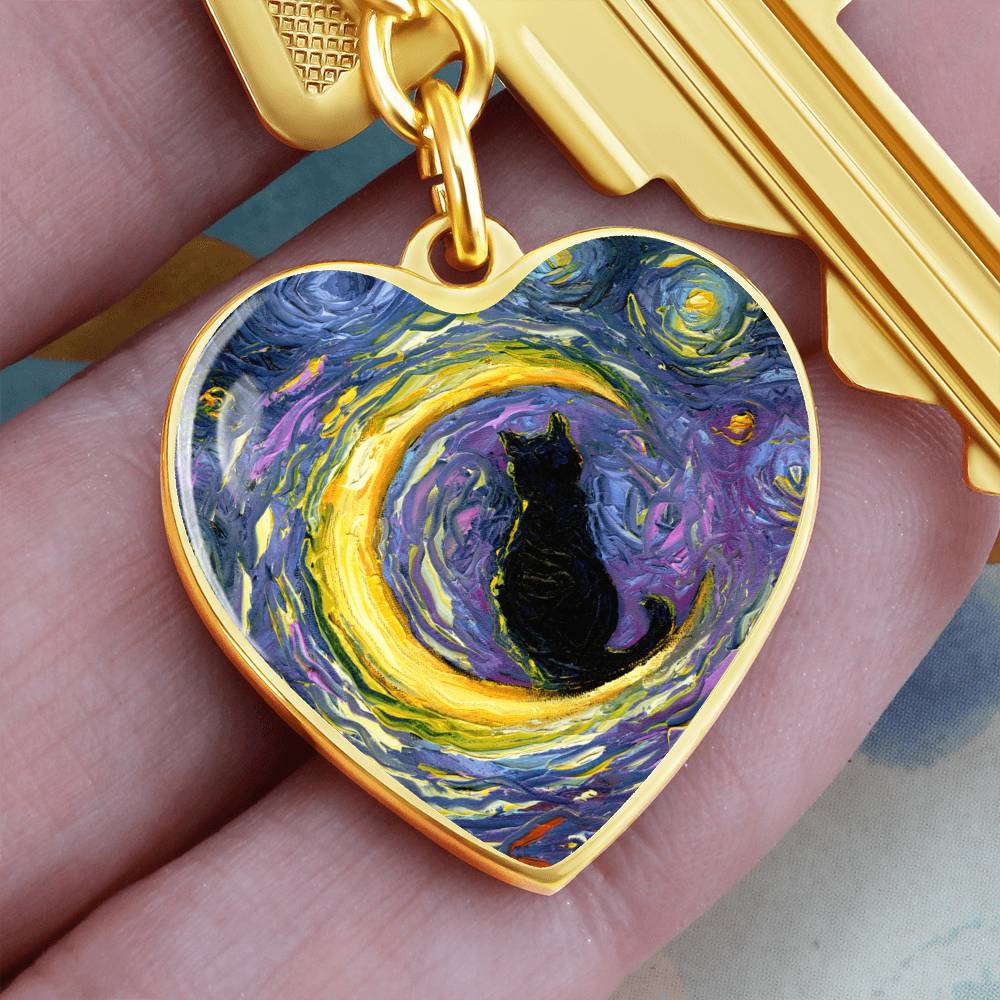 Luna Starry Night Heart Keychain