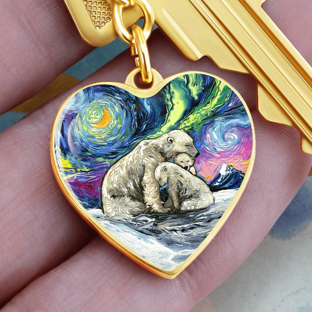 Polar Night Starry Night Heart Keychain