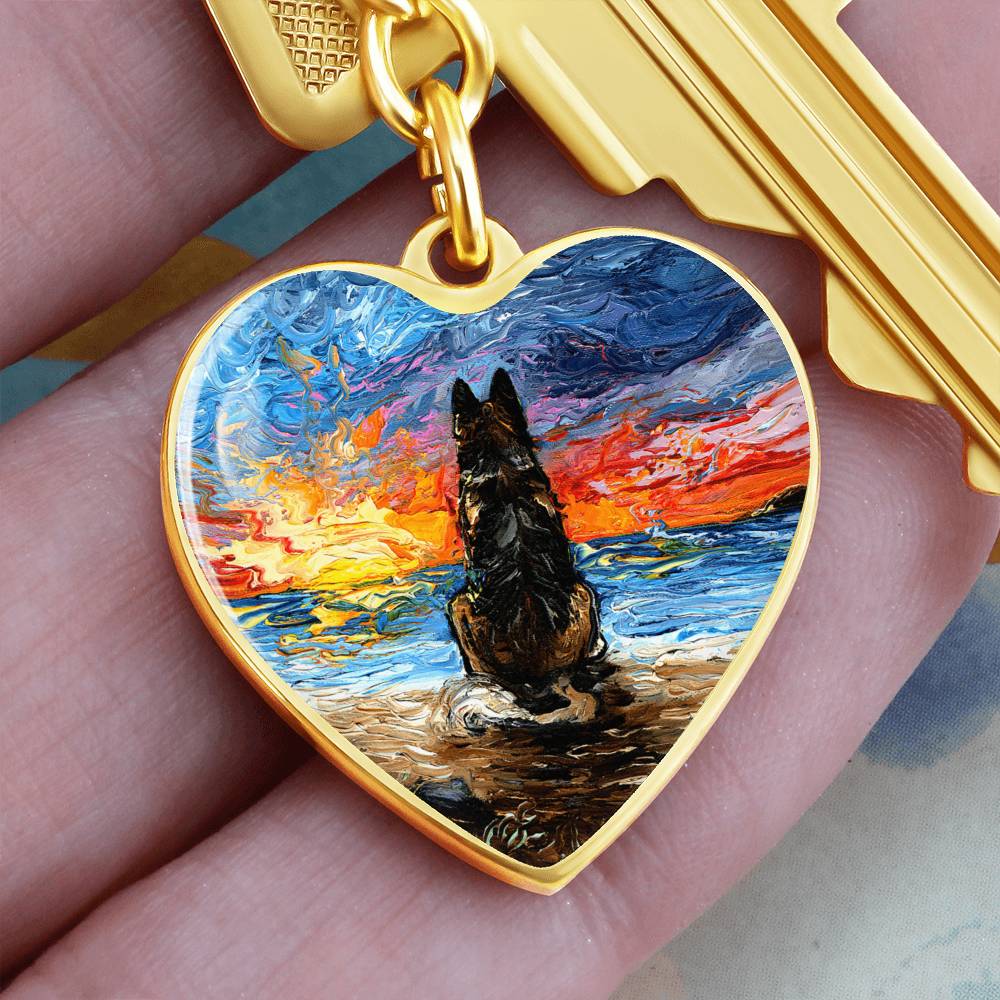 Beach Days - German Shepherd Heart Keychain