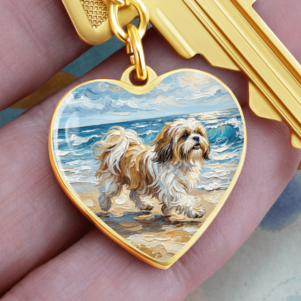 Beach Days - Shih Tzu Heart Keychain