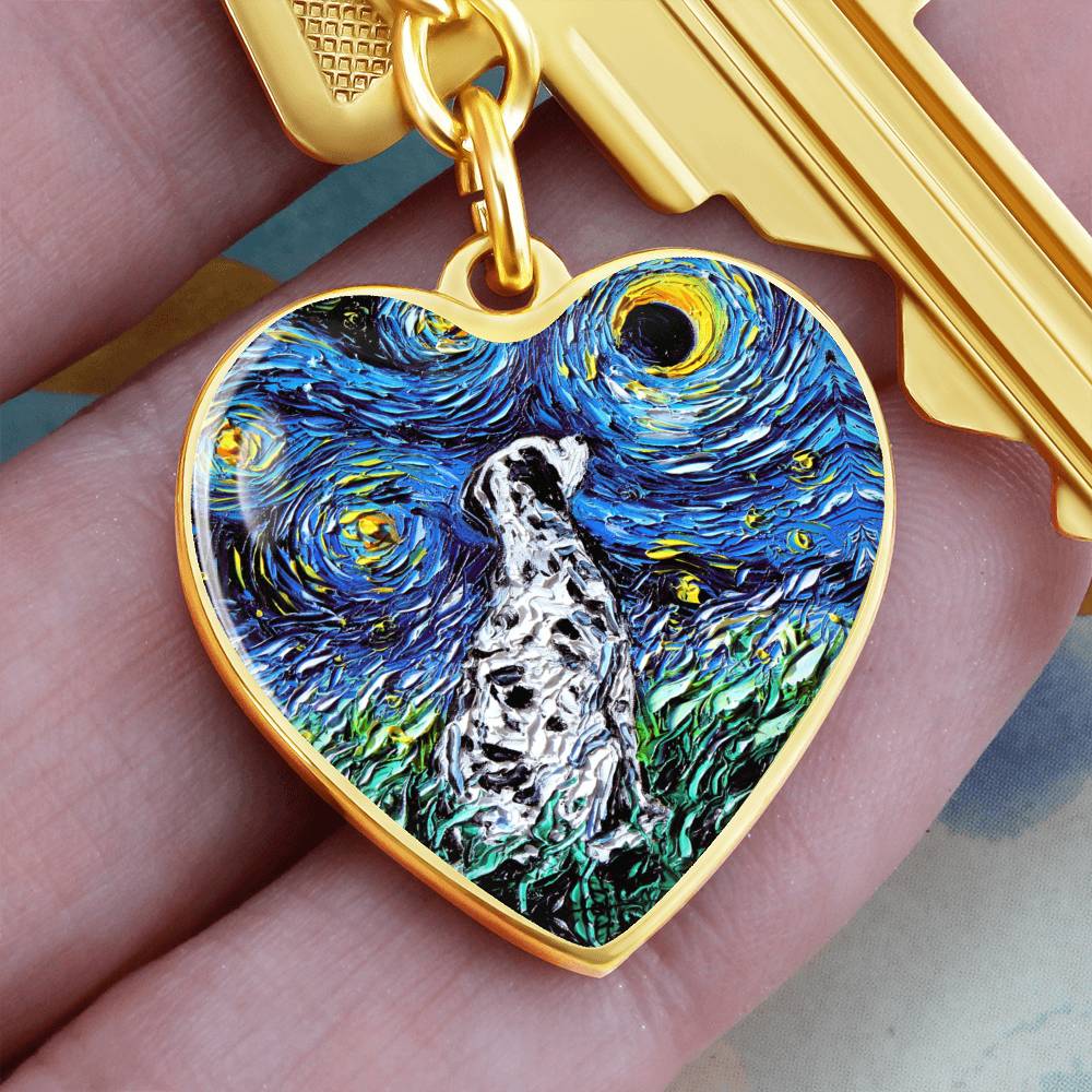 Dalmatian Starry Night Heart Keychain