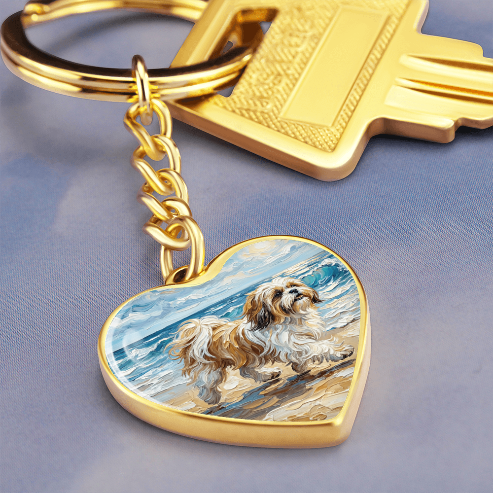 Beach Days - Shih Tzu Heart Keychain