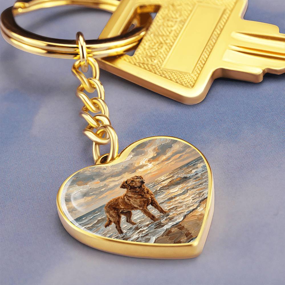 Beach Day - Chesapeake Bay Retriever Heart Keychain