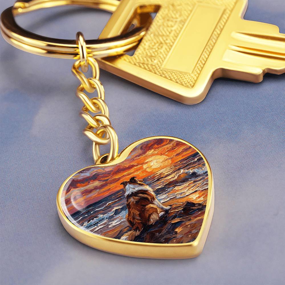 Beach Day - Collie Heart Keychain