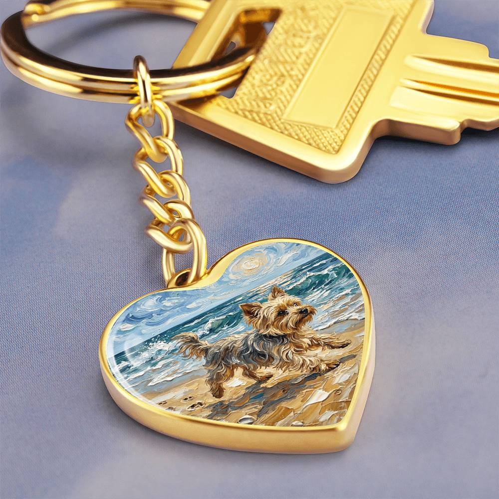 Beach Days - Yorkie Heart Keychain