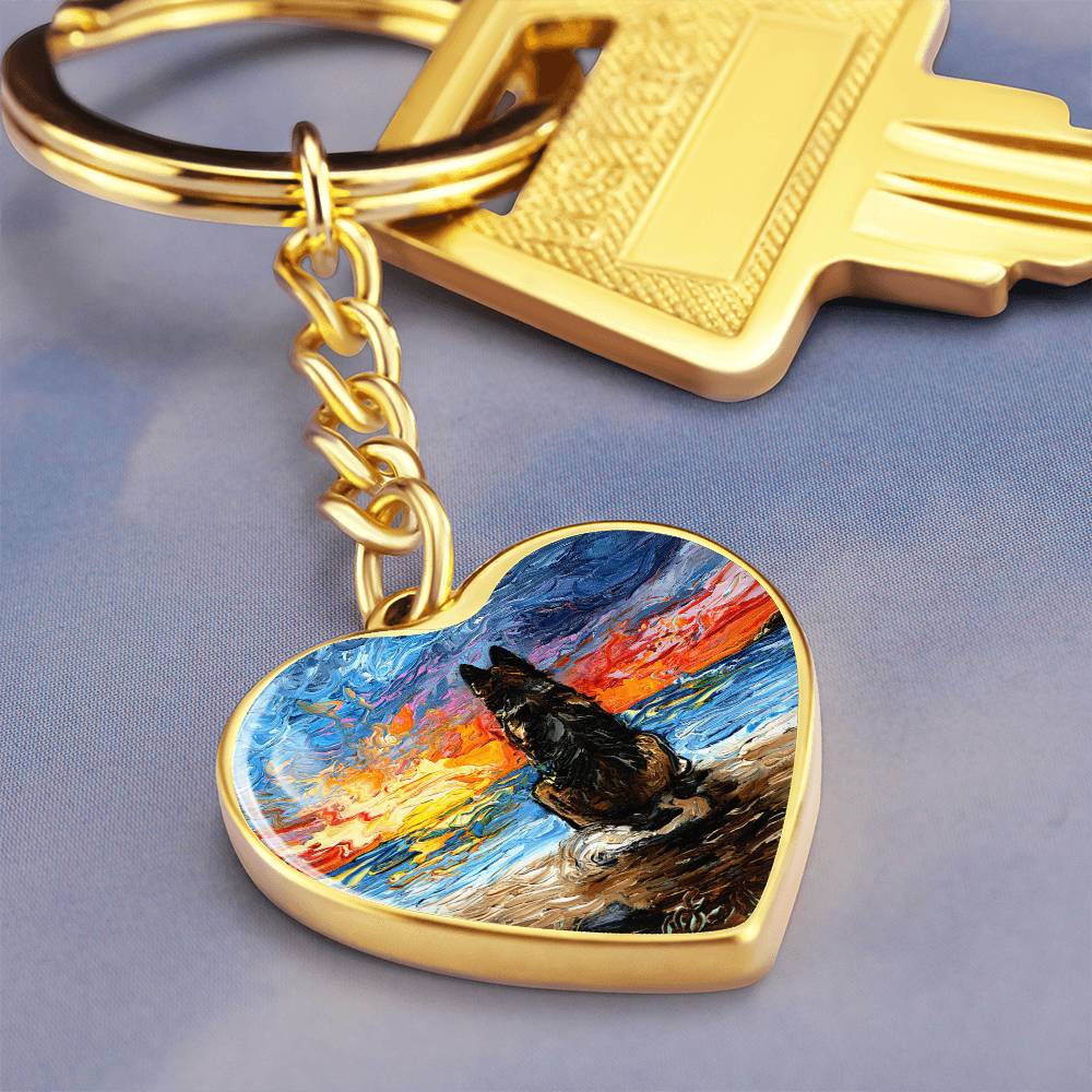 Beach Days - German Shepherd Heart Keychain