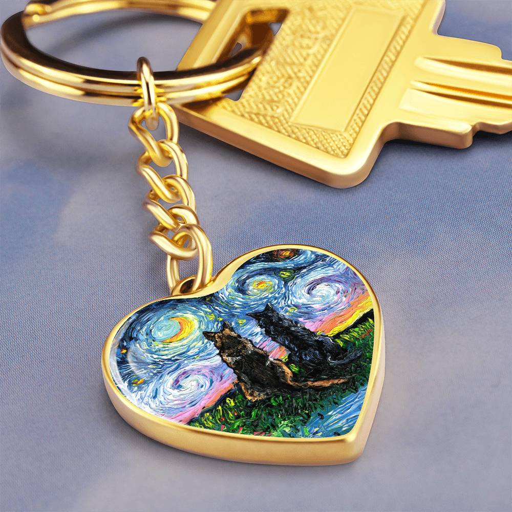 Soulmates Starry Night Heart Keychain
