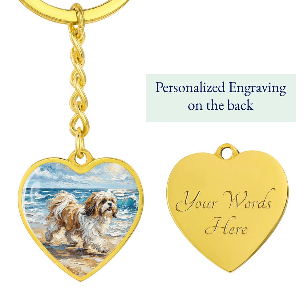 Beach Days - Shih Tzu Heart Keychain