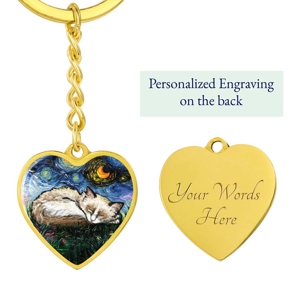 Ragdoll Starry Night Heart Keychain