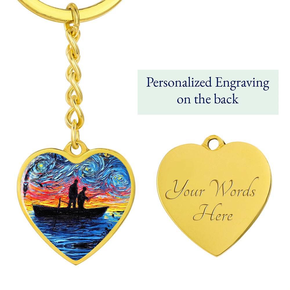 The Fishing Trip Starry Night Heart Keychain