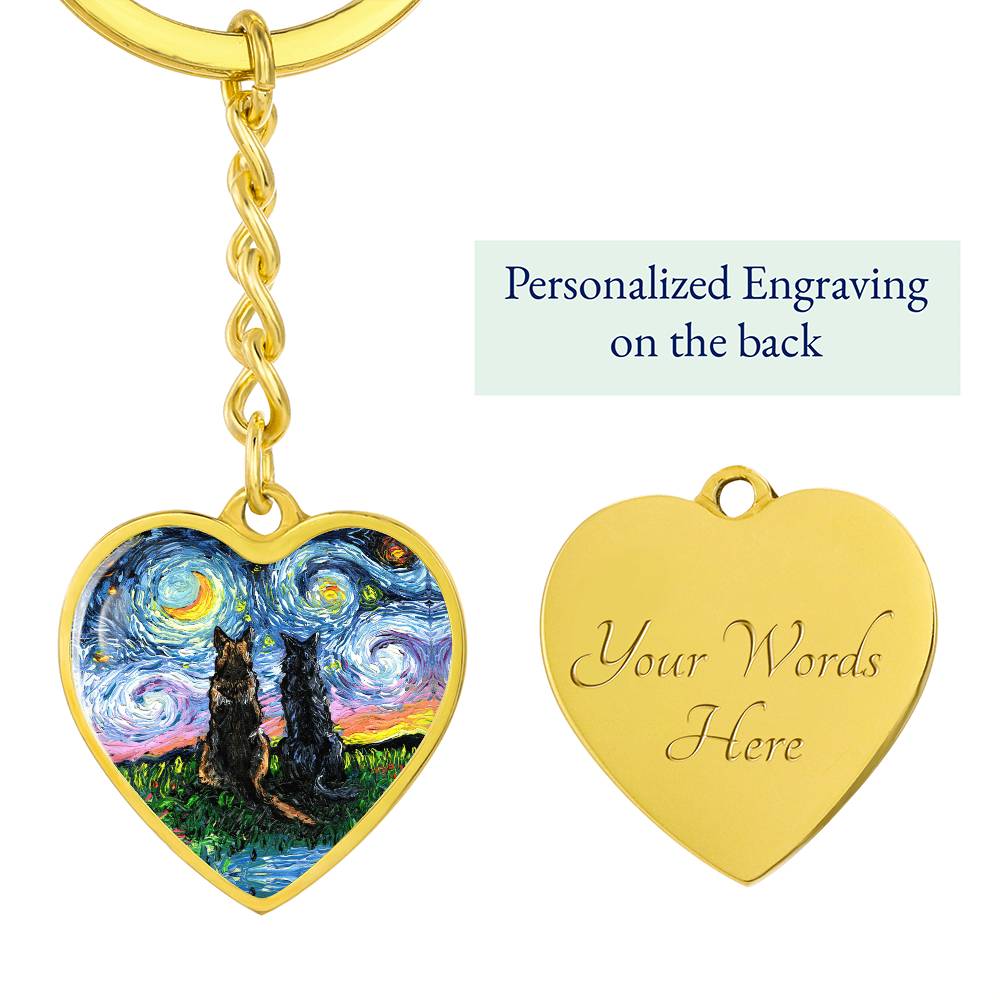 Soulmates Starry Night Heart Keychain