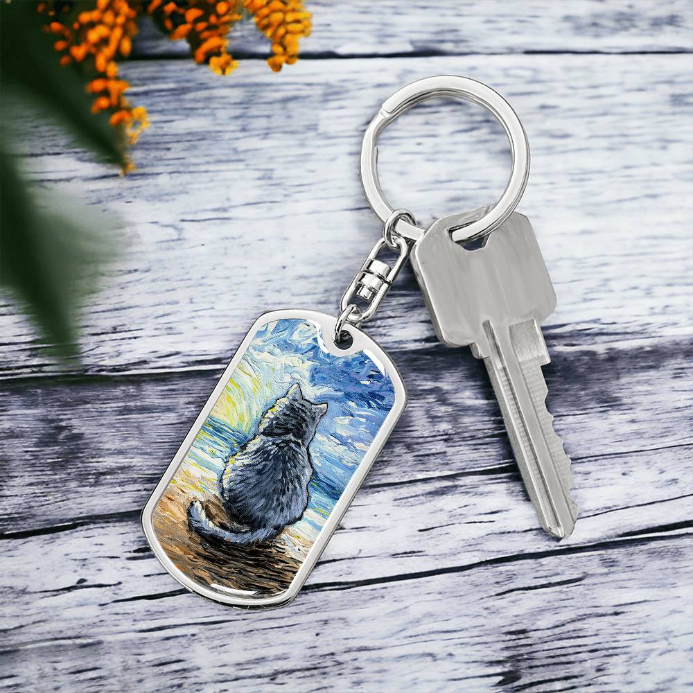 Beach Days - Nebelung Cat Dog Tag Keychain
