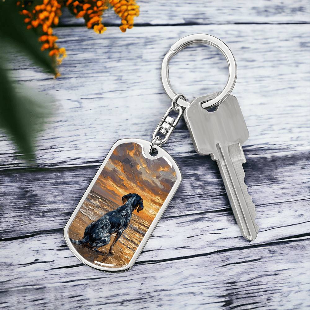 Beach Days - Blue Tick Coonhound Dog Tag Keychain
