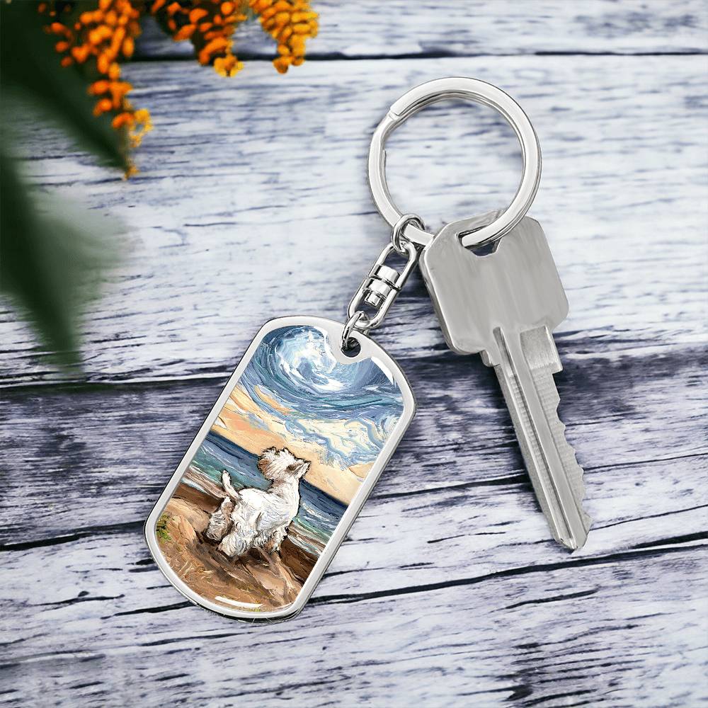 Beach Days - Westie Dog Tag Keychain