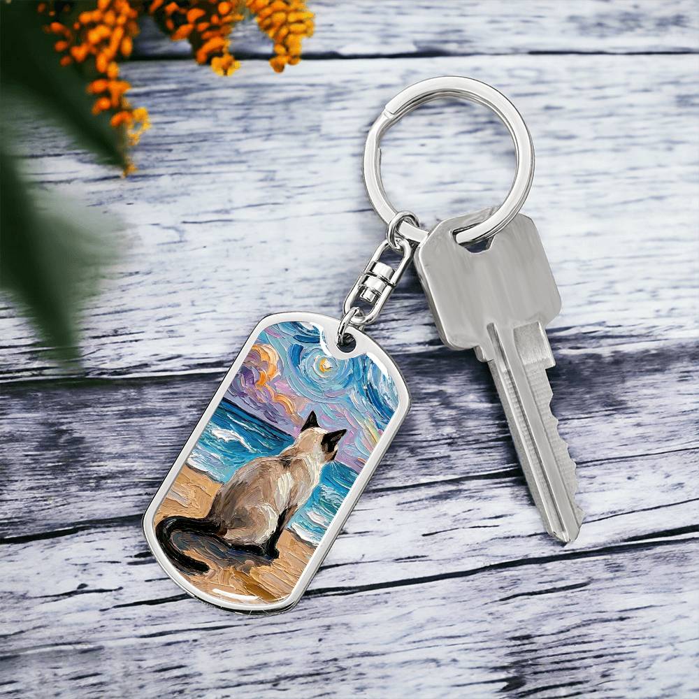 Beach Nights - Siamese Dog Tag Keychain