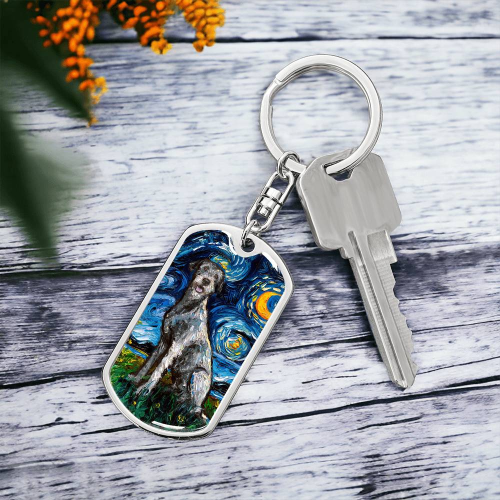 Irish Wolfhound Starry Night Dog Tag Keychain