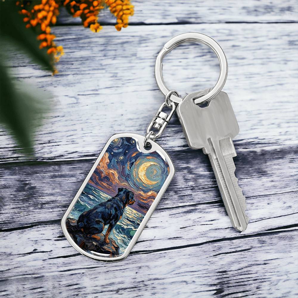 Beach Nights - Rottweiler Dog Tag Keychain