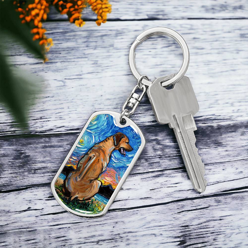 Rhodesian Ridgeback Starry Night Dog Tag Keychain