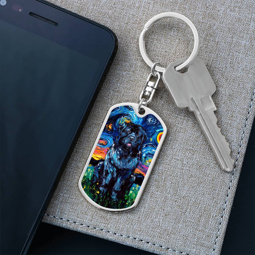 Newfoundland Starry Night Dog Tag Keychain