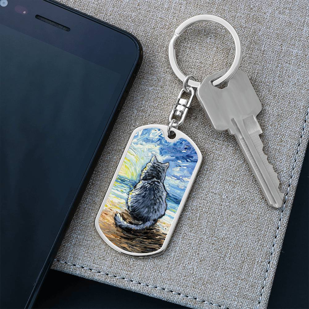 Beach Days - Nebelung Cat Dog Tag Keychain